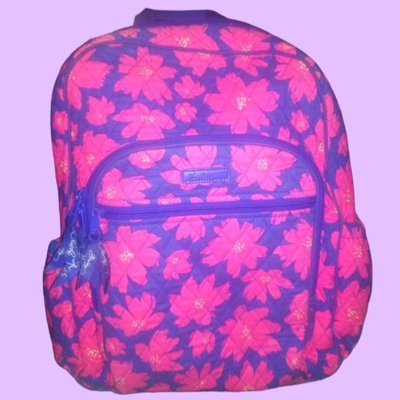 Vera Bradley💜Tropical Flower Design Pink and Purple Backpack - Picture 1 of 10